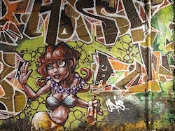 Großes Graffiti-Gemälde auf Betonwand